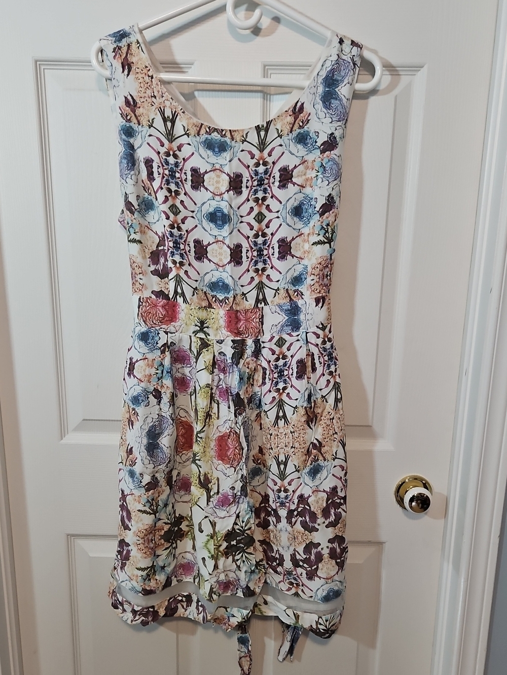 Reitmans White Floral Midi Dress with Blue and Pink Accents